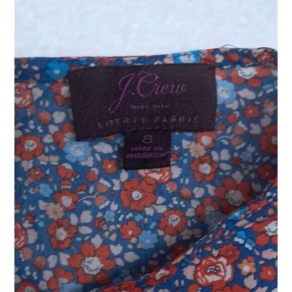J. Crew Liberty Fabrics Betsy Ann Tank Top Floral Keyhole Back Blue Red Womens 8 - Picture 2 of 9